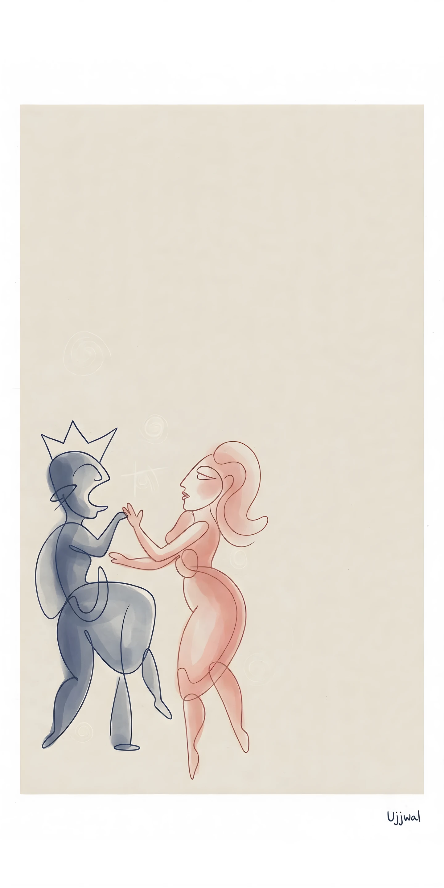 युगल नृत्य (पेंटिंग • Line Art) — फ्री मोबाइल वॉलपेपर
