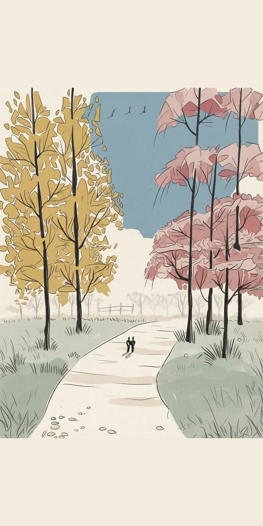 रंगीन पथ (प्रकृति • Illustration) — फ्री मोबाइल वॉलपेपर