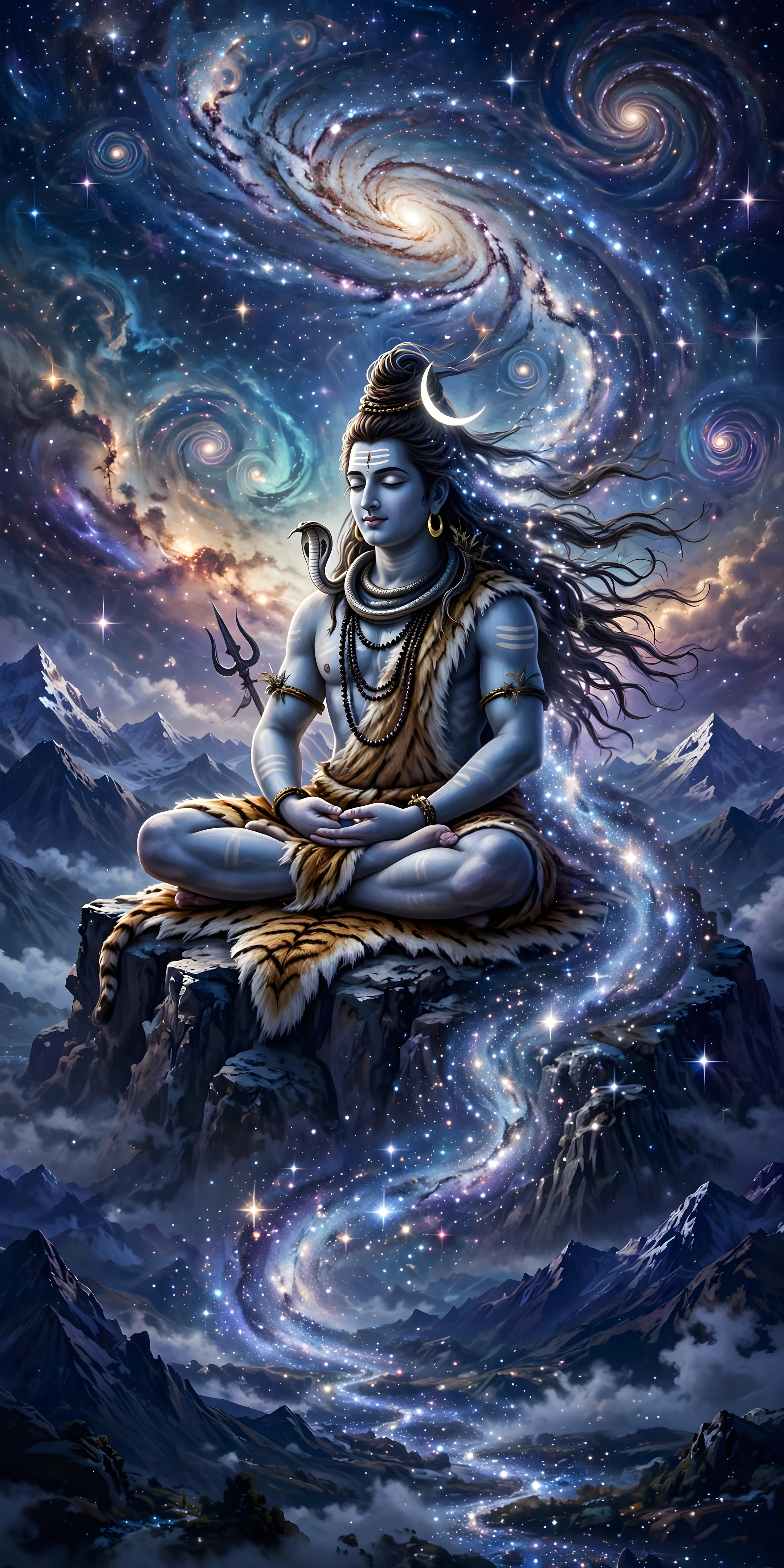 शिव (ब्रह्मांडीय ध्यान) (आध्यात्मिक • Cosmic) — फ्री मोबाइल वॉलपेपर