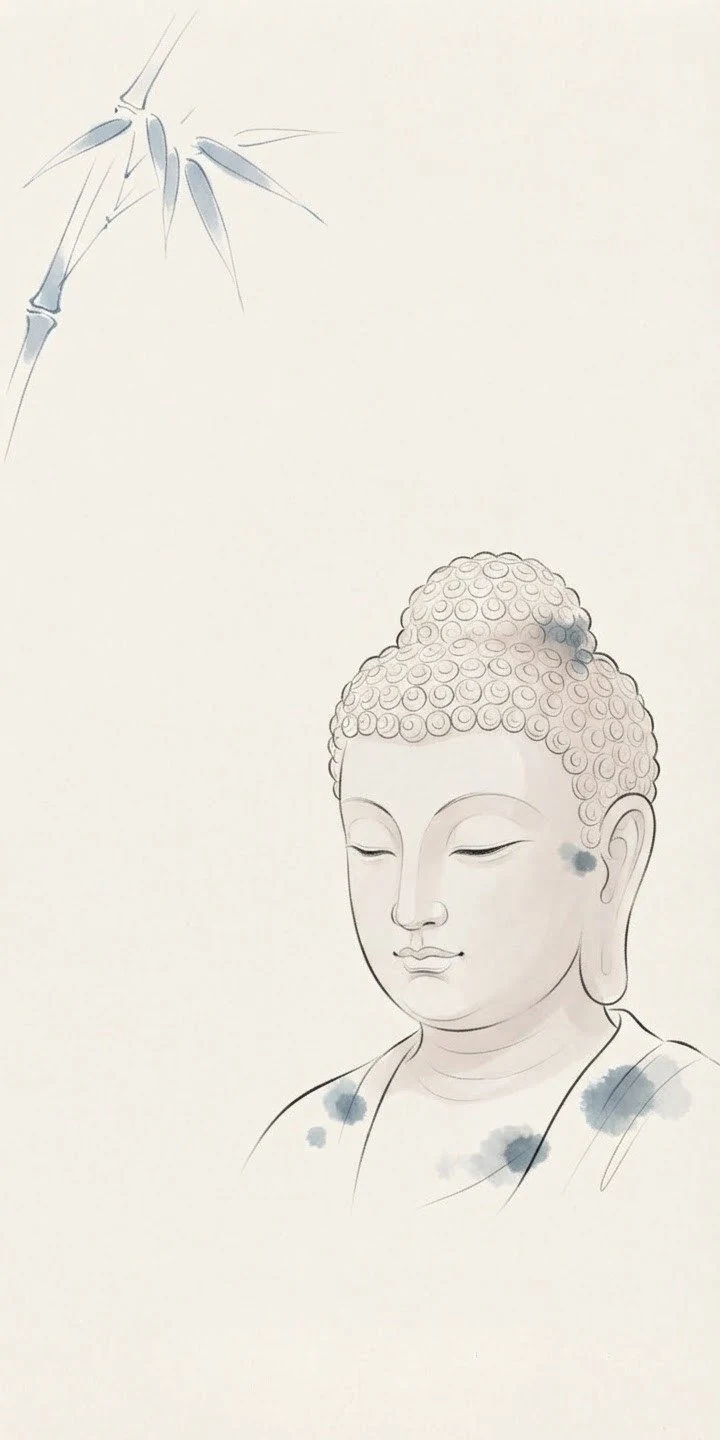 बुद्ध (बाँस) (आध्यात्मिक • Ink Wash) — फ्री मोबाइल वॉलपेपर