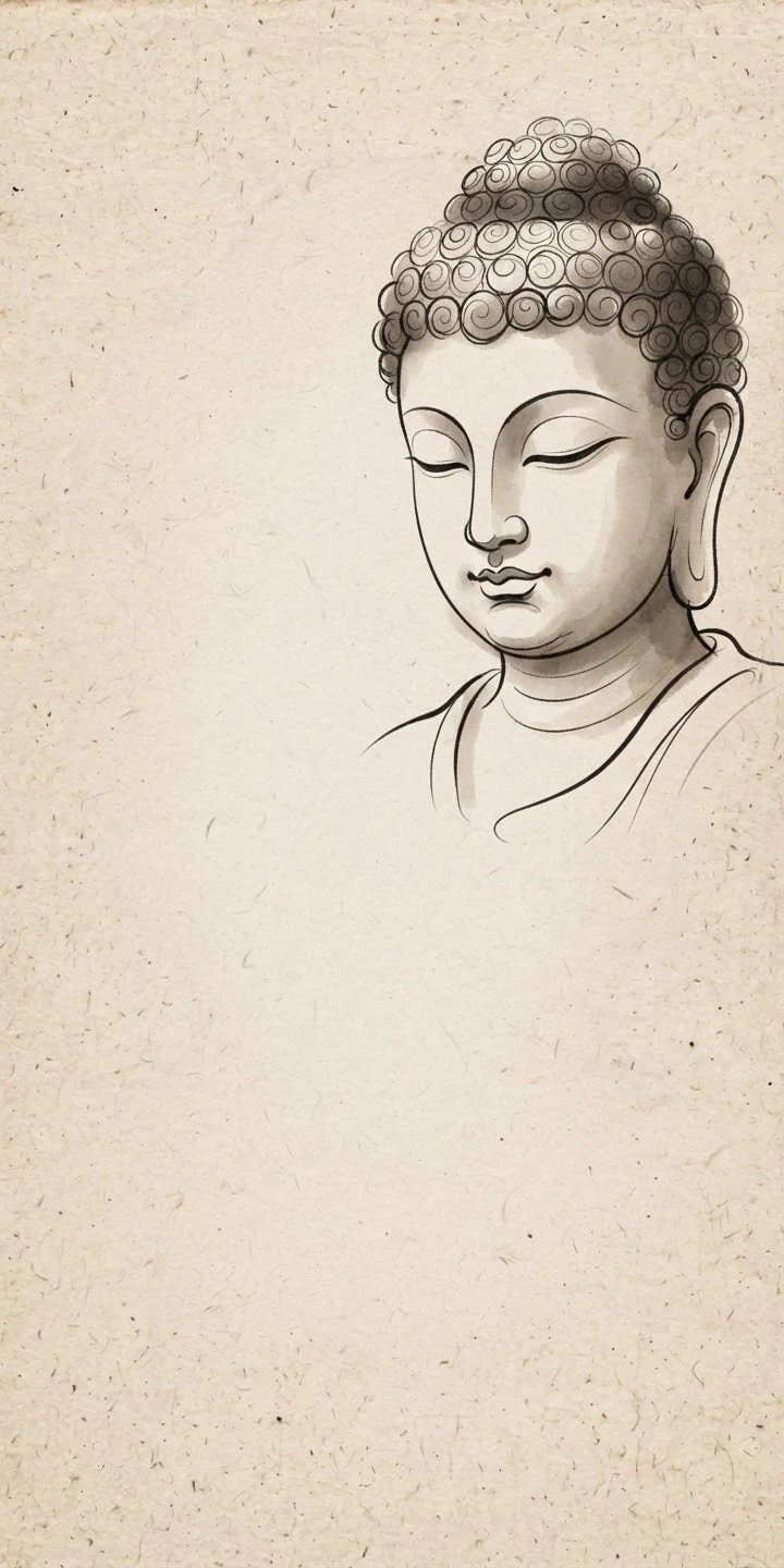 बुद्ध (स्याही) (आध्यात्मिक • Ink Sketch) — फ्री मोबाइल वॉलपेपर