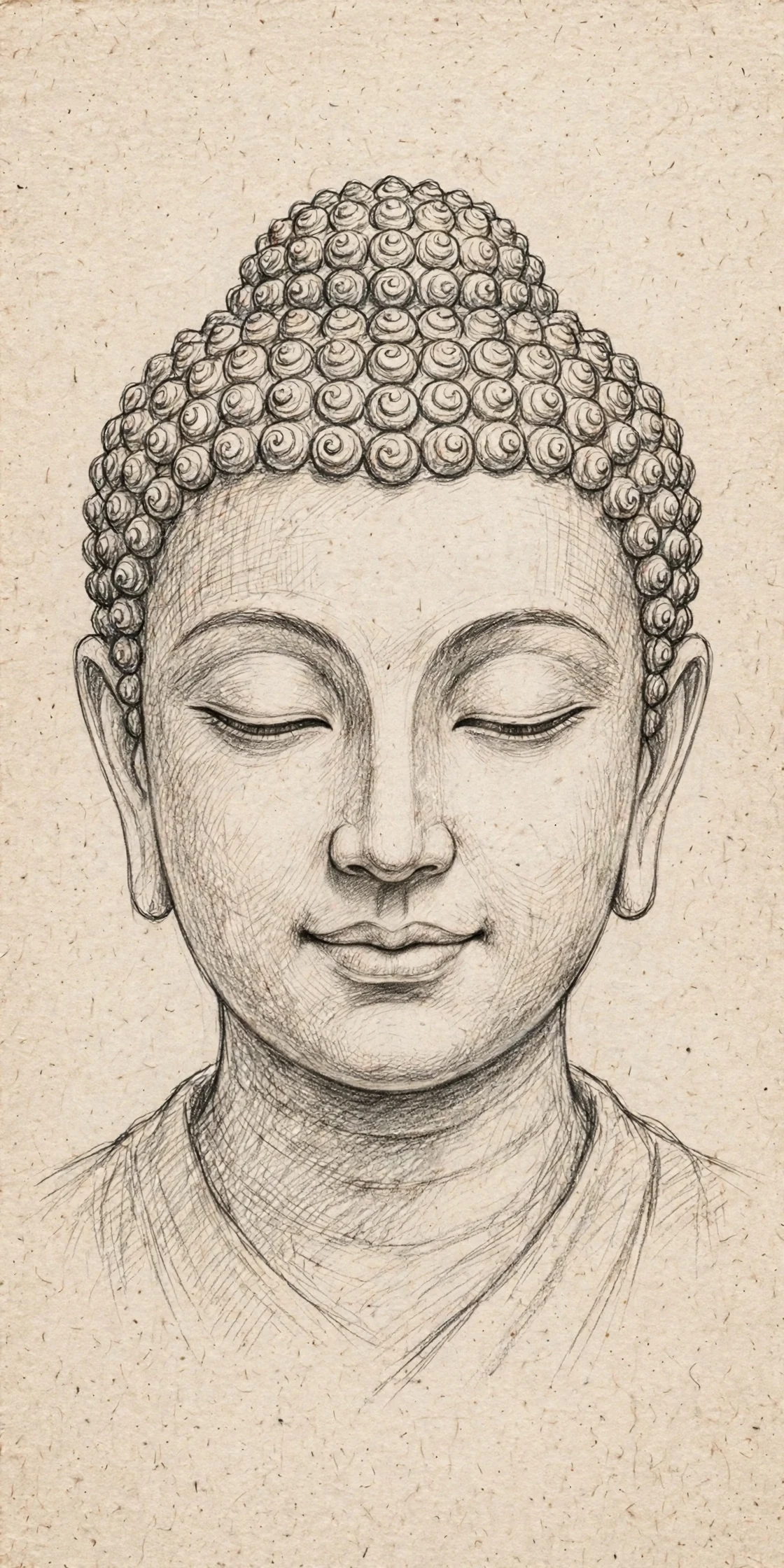 बुद्ध (आध्यात्मिक • Pencil Sketch) — फ्री मोबाइल वॉलपेपर