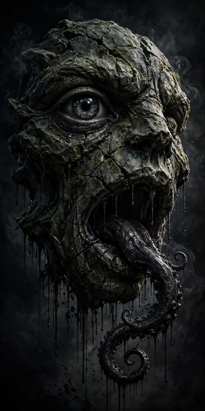 पाषाण दानव (डार्क आर्ट • Surreal) — फ्री मोबाइल वॉलपेपर