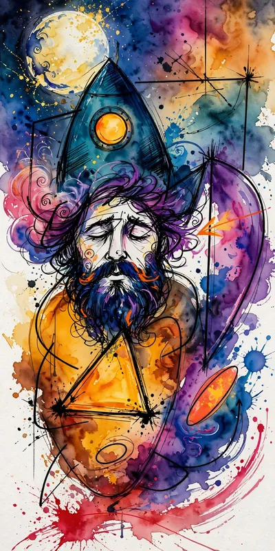 रंगों का रॉकेट (रॉकेट सीरीज़ • Watercolor) — फ्री मोबाइल वॉलपेपर