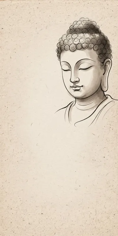बुद्ध (स्याही) (आध्यात्मिक • Ink Sketch) — फ्री मोबाइल वॉलपेपर