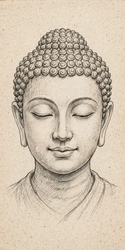 बुद्ध (आध्यात्मिक • Pencil Sketch) — फ्री मोबाइल वॉलपेपर