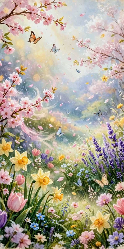 बसंत बग़ीचा (प्रकृति • Floral) — फ्री मोबाइल वॉलपेपर