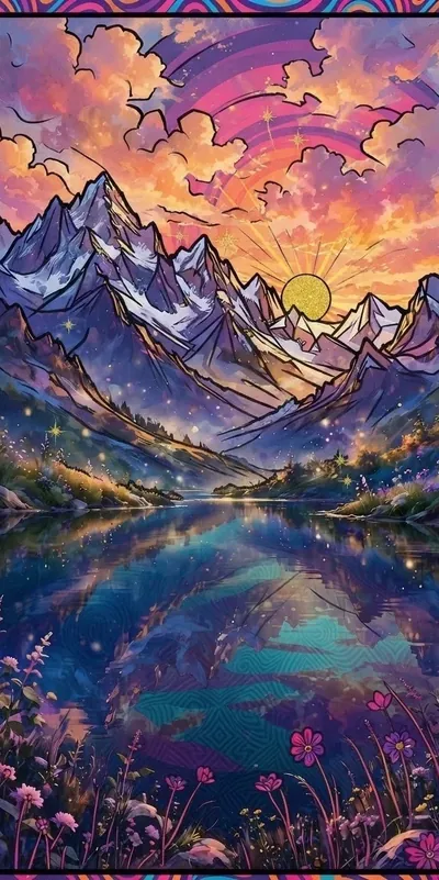 सूर्यास्त झील (प्रकृति • Landscape) — फ्री मोबाइल वॉलपेपर